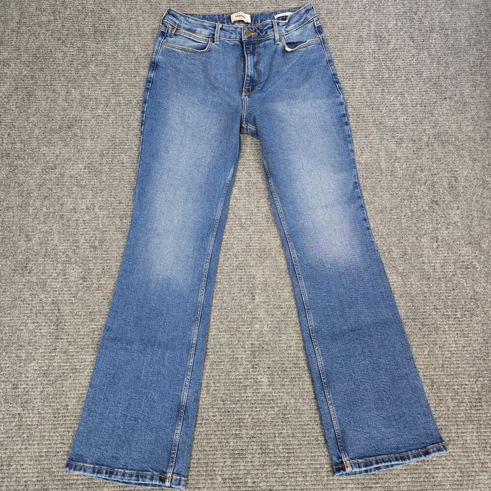 Wrangler High Rise Bold Boot Jeans Womens 12 31x32 Blue Bootcut Stretch Denim
